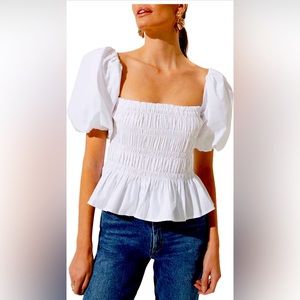 ASTR bubble sleeve smocked blouse XS NWT